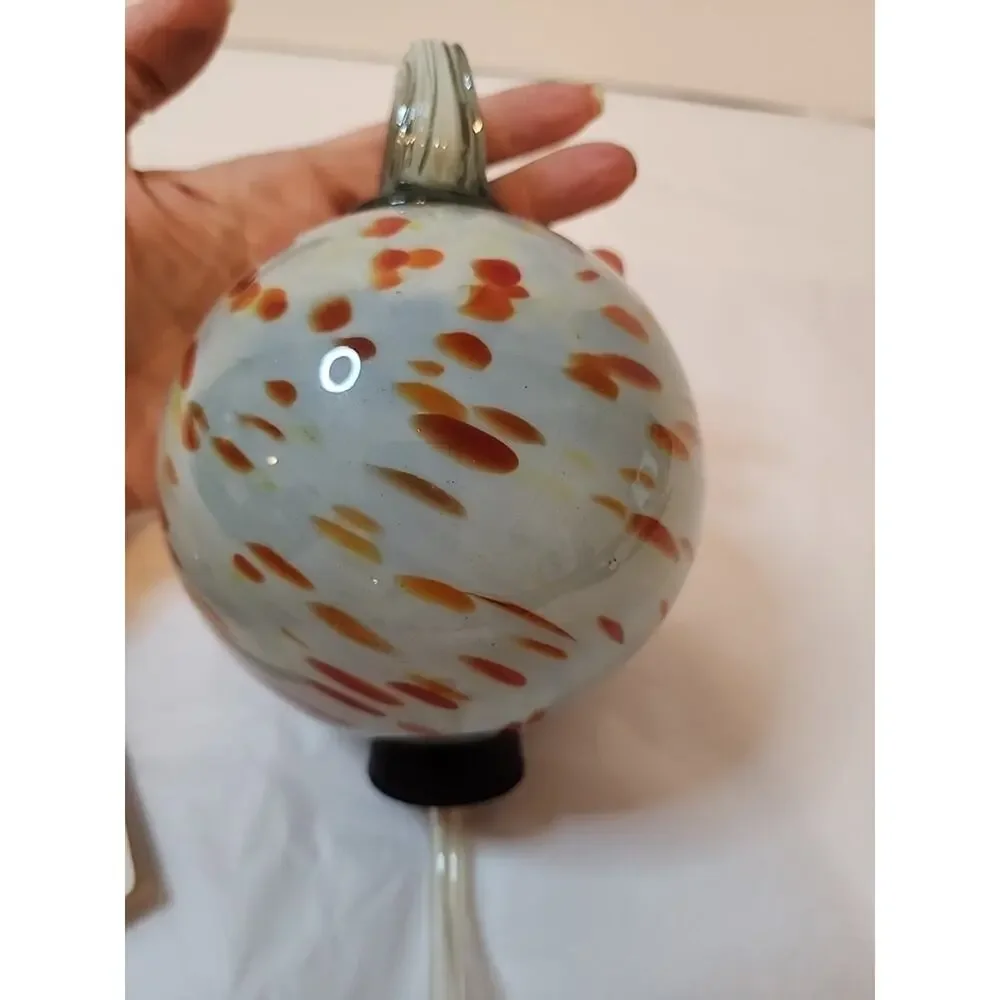 Hand Blown Parasol Recycled Glass Hummingbird Feeder Mini Droplet Aqua Swirl